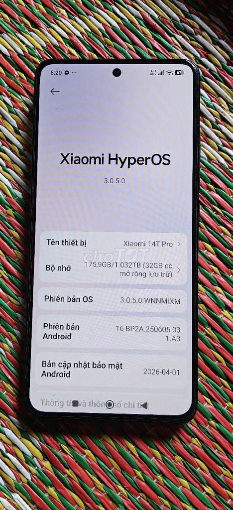 Xiaomi 14T Pro 1TB Đen. Mua bán Điện thoại tại Huyện Thường Tín Hà Nội được đăng bởi Phạm Khải hình 1