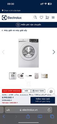 Máy giặt Electrolux 9kg mới 100%