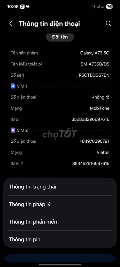 Samsung Galaxy A73 5G 8GB/128GB Xanh. Mua bán Điện thoại tại Quận 12 Tp Hồ Chí Minh được đăng bởi Mr Trung hình 1