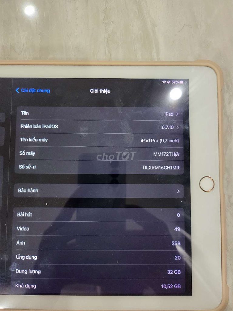 Ra đi ipad pro 9.7 32g cấn theo tgian