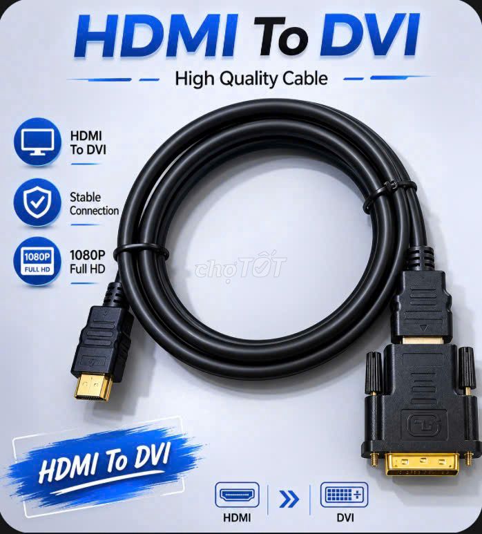 Cáp chuyển đổi HDMI sang DVI Đen. Mua bán Phụ kiện (Màn hình, Chuột...) tại Thành phố Thủ Đức Tp Hồ Chí Minh được đăng bởi KHO SỈ COMPUTER HCM hình 1