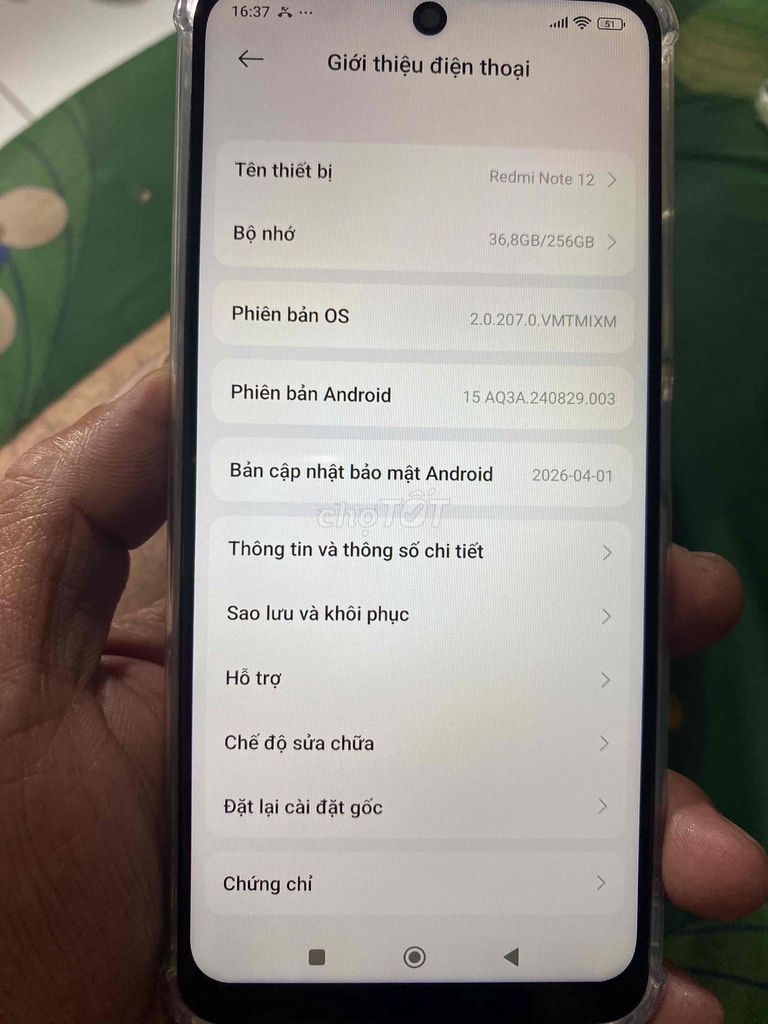 Xiaomi Redmi Note 12 8GB/256GB Xanh Ngọc. Mua bán Điện thoại tại Huyện Châu Thành Bến Tre được đăng bởi ngoc an hình 1