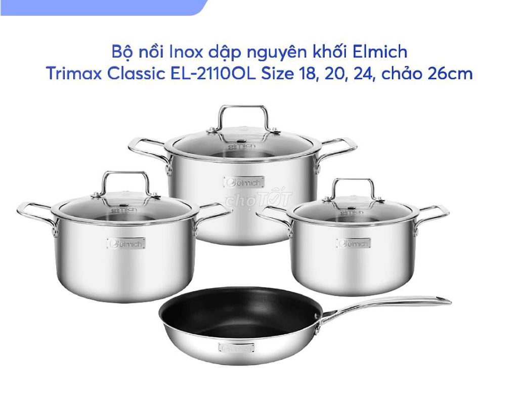 Bộ nồi chảo Elmich Trimax Classic EL-21100L Inox. Mua bán Dụng cụ nhà bếp tại Thành phố Bến Tre Bến Tre được đăng bởi Chương hình 1