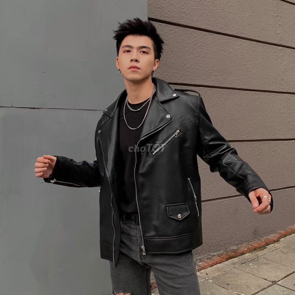 Áo khoác da nam Da PU Đen. Mua bán Quần áo tại Thành phố Trà Vinh Trà Vinh được đăng bởi Son Nguyen hình 1