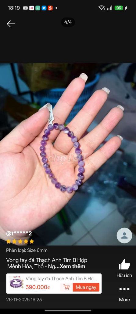 Vòng tay Đá Thạch Anh Tím Mới. Mua bán Phụ kiện thời trang khác tại Quận Bình Tân Tp Hồ Chí Minh được đăng bởi Liêm Nguyễn hình 1