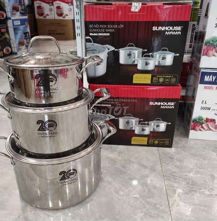 Bộ nồi SUNHOUSE MAMA SHG2020 Inox 304. Mua bán Dụng cụ nhà bếp tại Huyện Quốc Oai Hà Nội được đăng bởi Nguyễn Lan Vi hình 1