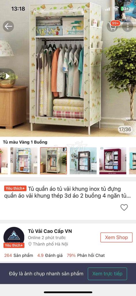 Tủ quần áo vải khung thép vàng cũ. Mua bán Tủ, kệ gia đình tại Huyện Lạng Giang Bắc Giang được đăng bởi Nguyễn Đan Diễm Quỳnh hình 1