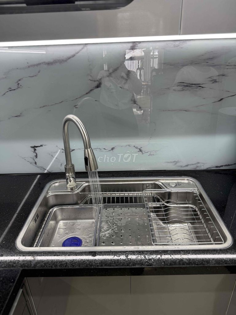 🏅 Chậu bán nguyệt + Vòi rút Inox 304