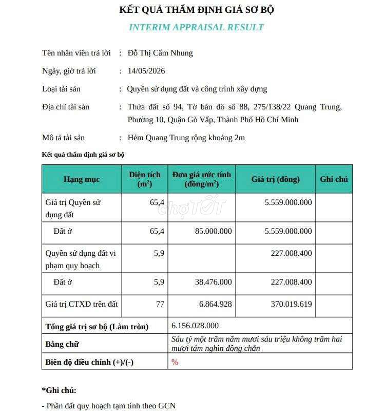 Дом на улице Quang Trung, phường 10, ширина 5х15, цена 5.68 млрд