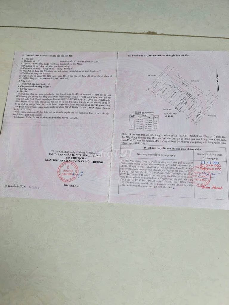 Cần bán đất Bà Điểm Hóc Môn