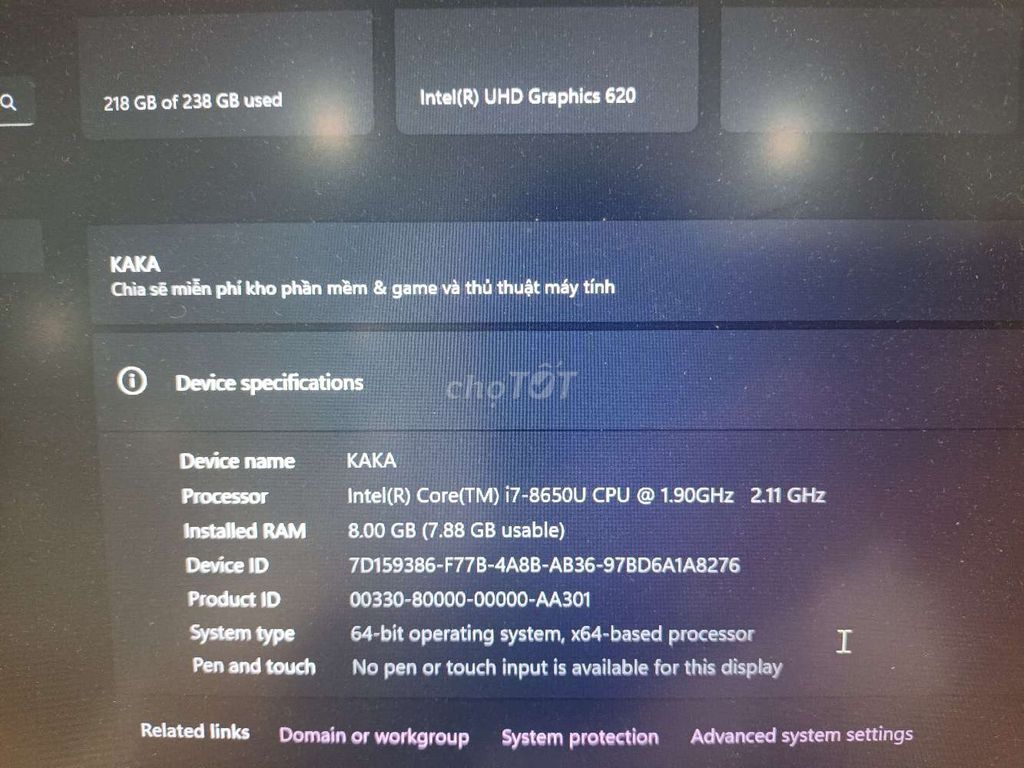 Dell Laptop i7 8th Gen 8GB/256GB. Mua bán Laptop tại Quận Cẩm Lệ Đà Nẵng được đăng bởi Diệu nhi hình 1