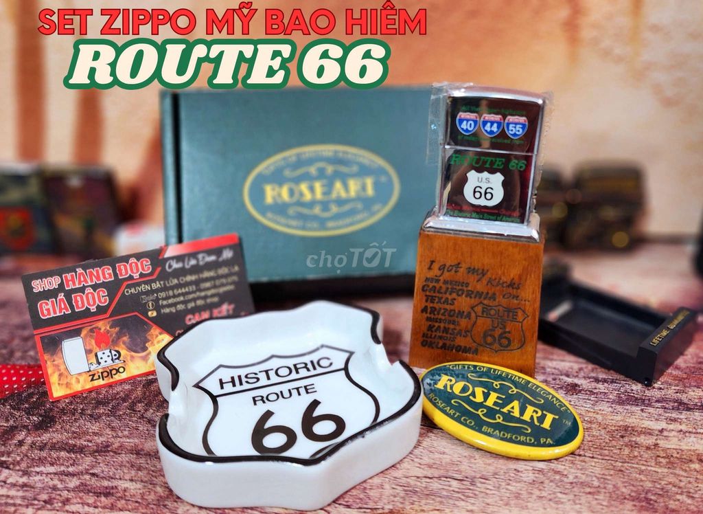 SET ZIPPO LA MÃ " ROUTE 66 " BAO CHẤT