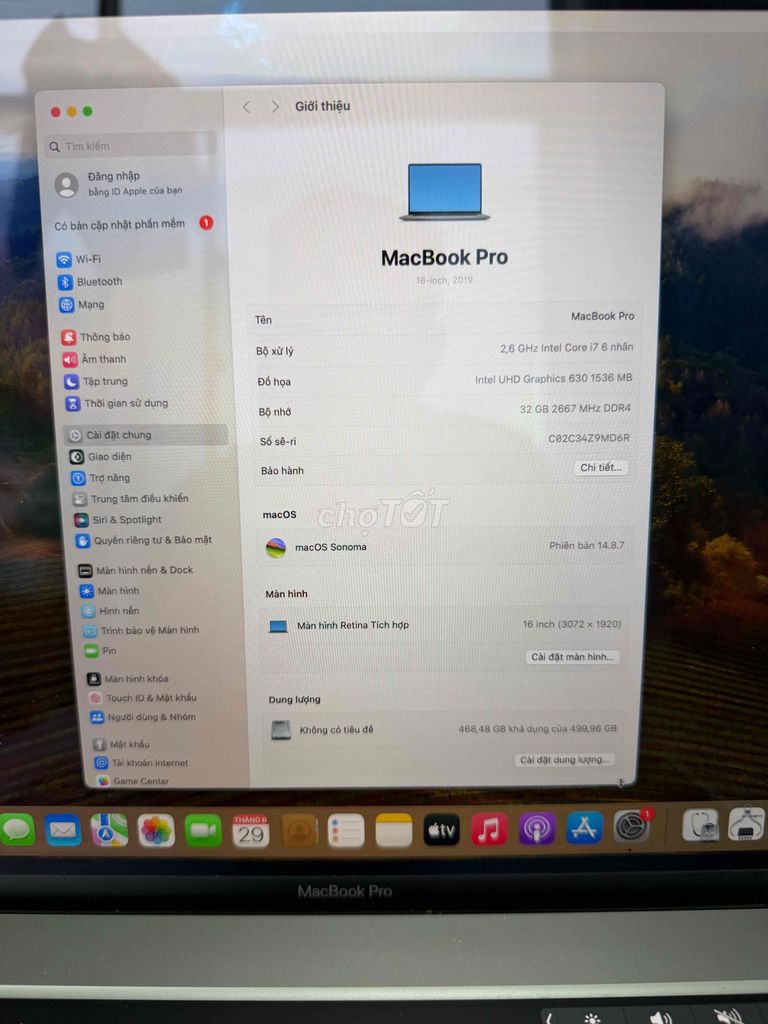 Apple Macbook Pro 16 inch i7 32GB/512GB 2019 Xám. Mua bán Laptop tại Quận Bình Tân Tp Hồ Chí Minh được đăng bởi TinTin hình 1
