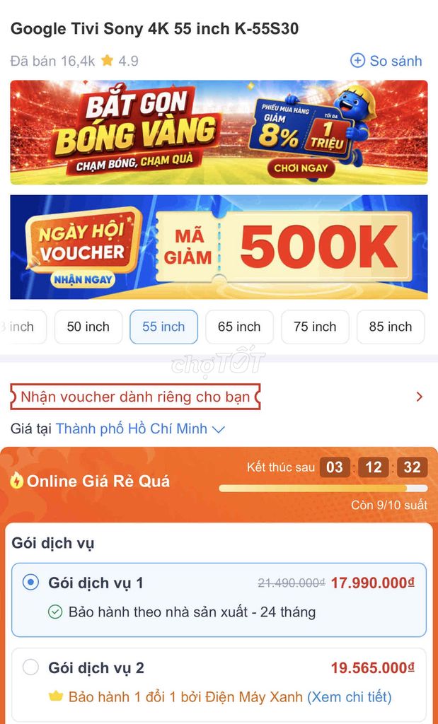 Tivi sony 55S30 4K Đen còn bảo hành hãng. Mua bán Tivi, Âm thanh tại Thành phố Thủ Đức Tp Hồ Chí Minh được đăng bởi Đặng công duy hình 1