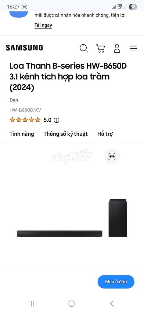 Loa thanh Samsung HW-B650D Đen. Mua bán Tivi, Âm thanh tại Quận Liên Chiểu Đà Nẵng được đăng bởi Tân hình 1