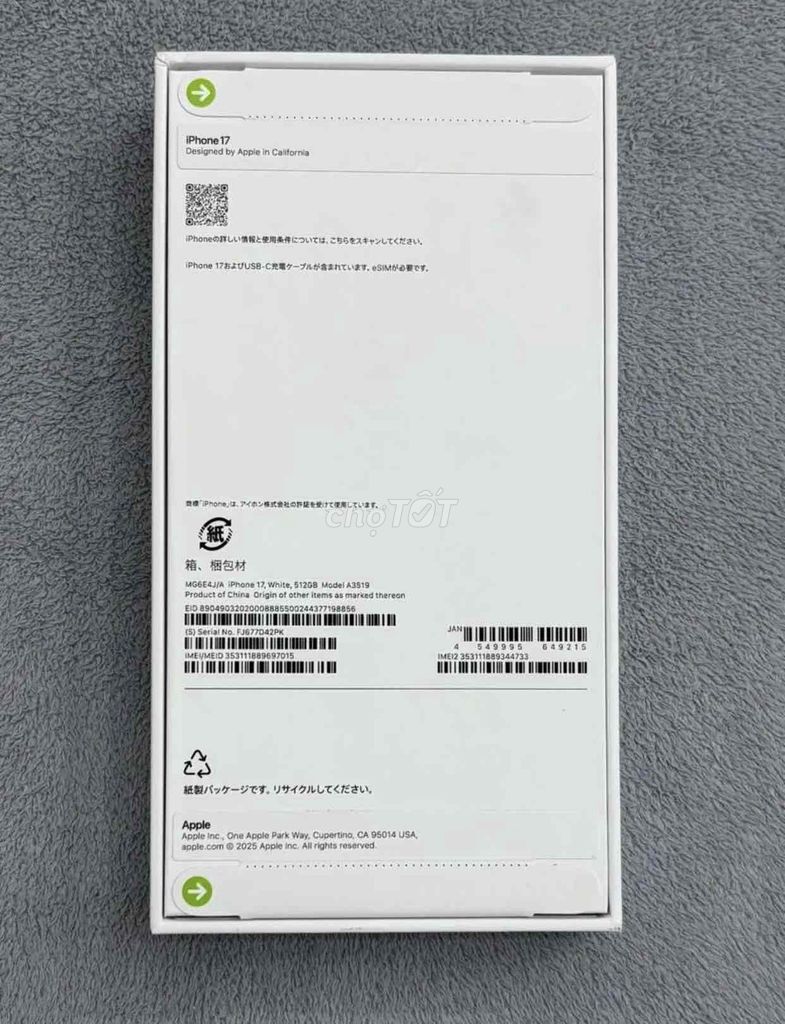 Apple iPhone 17 512GB Trắng New Siu. Mua bán Điện thoại tại Quận 7 Tp Hồ Chí Minh được đăng bởi Le Van Long hình 1