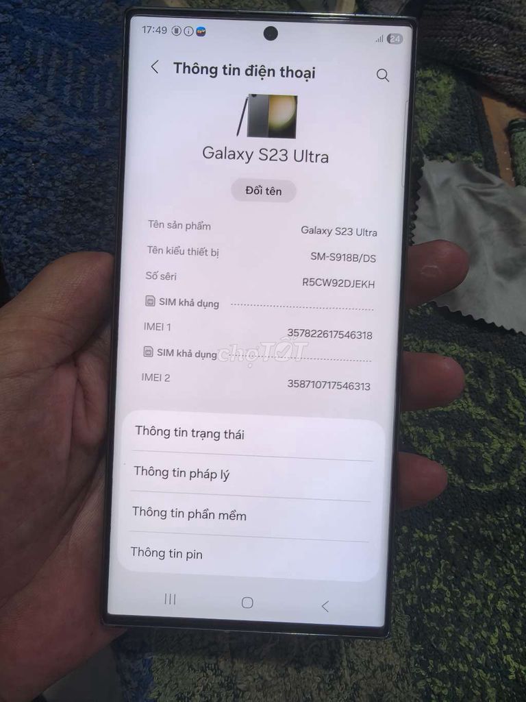 Samsung Galaxy S23 Ultra VN/A. Mua bán Điện thoại tại Thành phố Bến Tre Bến Tre được đăng bởi Từ Tuấn Bến Tre hình 1