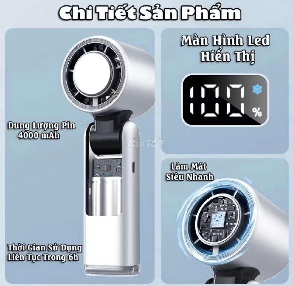 Quạt sạc mini 4000 mAh màn hình LED. Mua bán Quạt tại Quận Sơn Trà Đà Nẵng được đăng bởi Vivian Serena hình 1