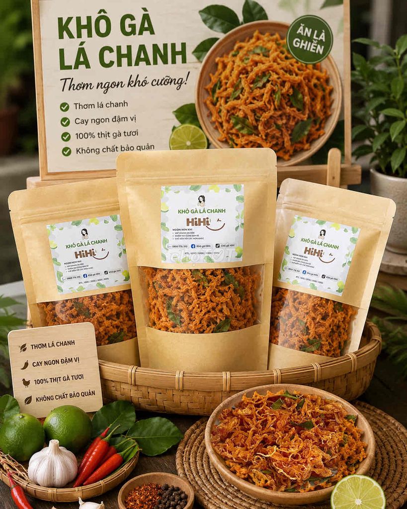 Khô gà lá chanh Hihi 100g cay nhẹ dai mềm. Mua bán Đồ ăn, thực phẩm và các loại khác tại Quận Gò Vấp Tp Hồ Chí Minh được đăng bởi Trang  hình 1