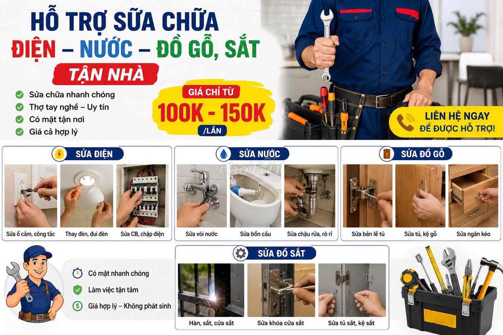 NHẬN SỬA CHỮA ĐIỆN – NƯỚC – ĐỒ GỖ, SẮT TẬN NHÀ 🔧. Dịch vụ tại Quận 10 Tp Hồ Chí Minh được đăng bởi Thanh hình 1