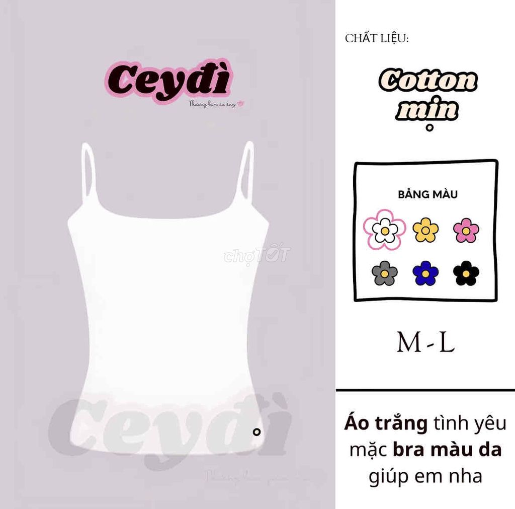 Áo hai dây Nữ Cotton min Trắng size M. Mua bán Quần áo tại Huyện Krông Pắc Đắk Lắk được đăng bởi Bảo an hình 1