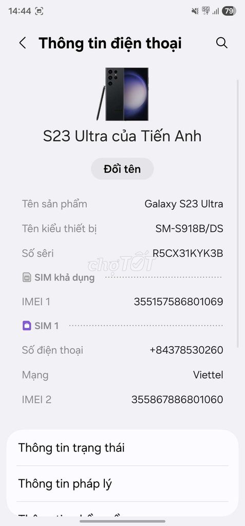 Samsung Galaxy S23 Ultra 256GB Có xước cạnh. Mua bán Điện thoại tại Thành phố Chí Linh Hải Dương được đăng bởi Phạm TiếnAnh hình 1