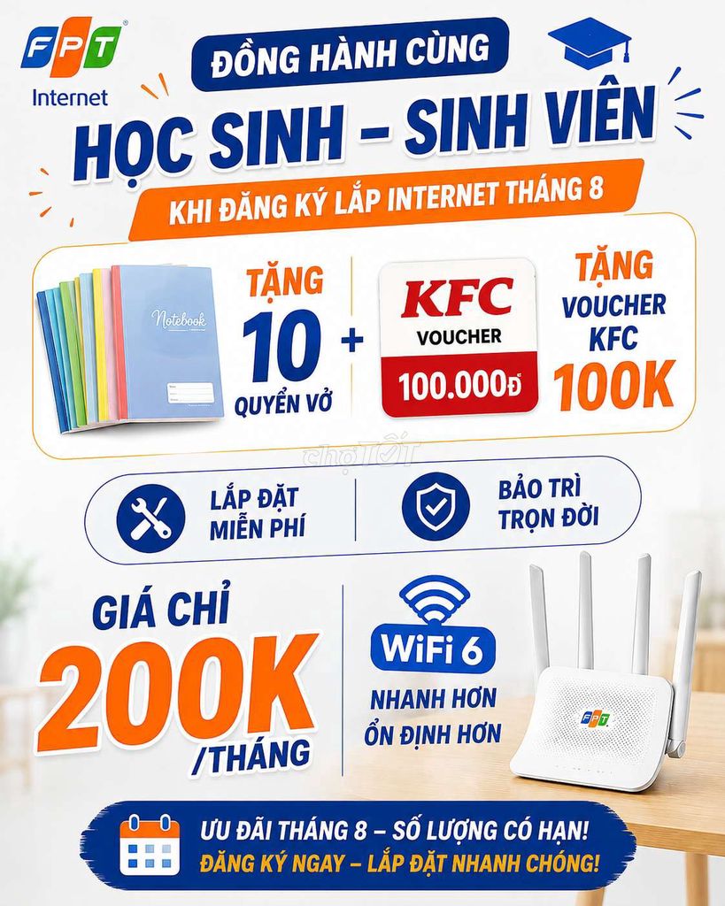 FPT Lắp đặt Internet WiFi 6 Học sinh. Dịch vụ tại Huyện Bình Chánh Tp Hồ Chí Minh được đăng bởi  Le Hoang Anh hình 1