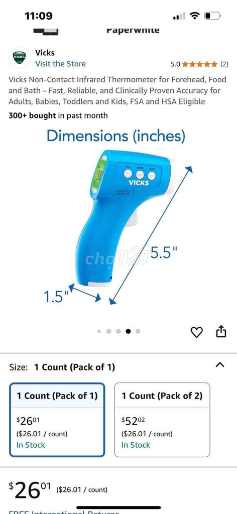 Nhiệt kế hồng ngoại Vicks Mua bên Mỹ New. Mua bán Mẹ và bé tại Quận 12 Tp Hồ Chí Minh được đăng bởi Tố Uyên Shop hình 1