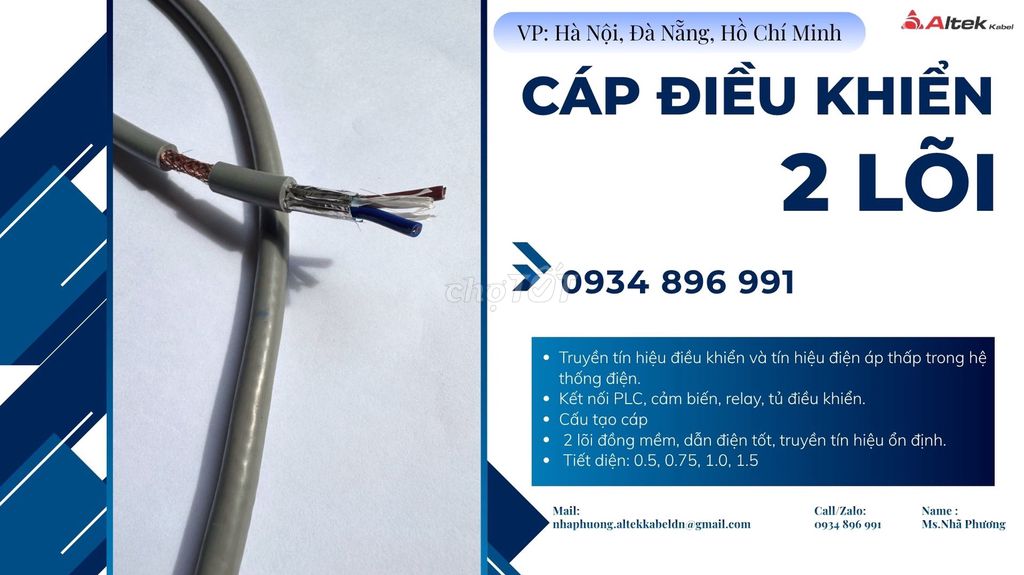 Mua Cáp Điều Khiển 2 Lõi Chính Hãng - Huế, Đà Nẵng. Mua bán Đồ chuyên dụng, Giống nuôi trồng tại Quận Sơn Trà Đà Nẵng được đăng bởi Phuong Altek Kabel Nha hình 1