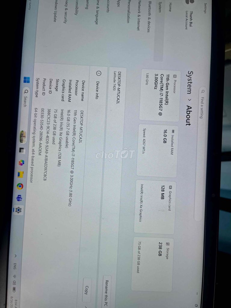 Dell Latitude 7420 i7 1185G7 16GB/256GB. Mua bán Laptop tại Quận Cầu Giấy Hà Nội được đăng bởi Mr Thanh Bui hình 1