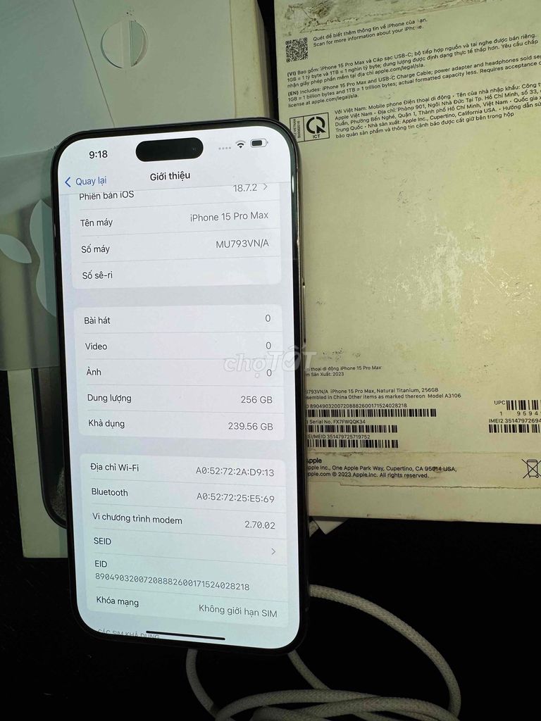 15 Pro Max 256GB Tự nhiên keng zin óc áp fullbox.. Mua bán Điện thoại tại Quận Ninh Kiều Cần Thơ được đăng bởi Khải mobile hình 1