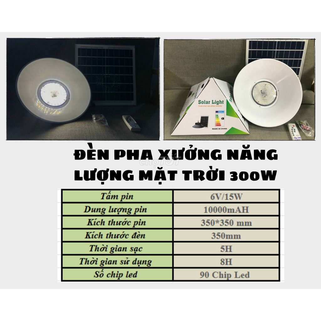 Đèn led nhà xưởng 300w năng lượng mặt trời