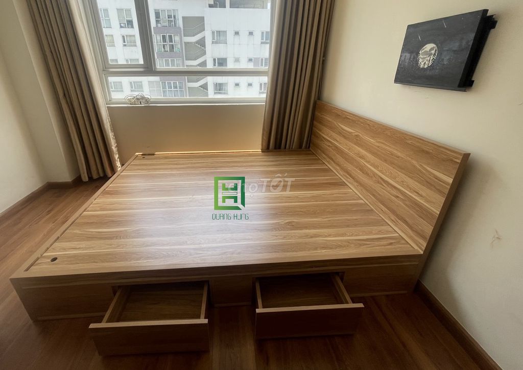 Giường ngủ Gỗ MDF Vàng, Nâu 4 kích thước. Mua bán Giường, chăn ga gối nệm tại Huyện Châu Đức Bà Rịa - Vũng Tàu được đăng bởi Nội Thất Quang Hùng TD hình 1