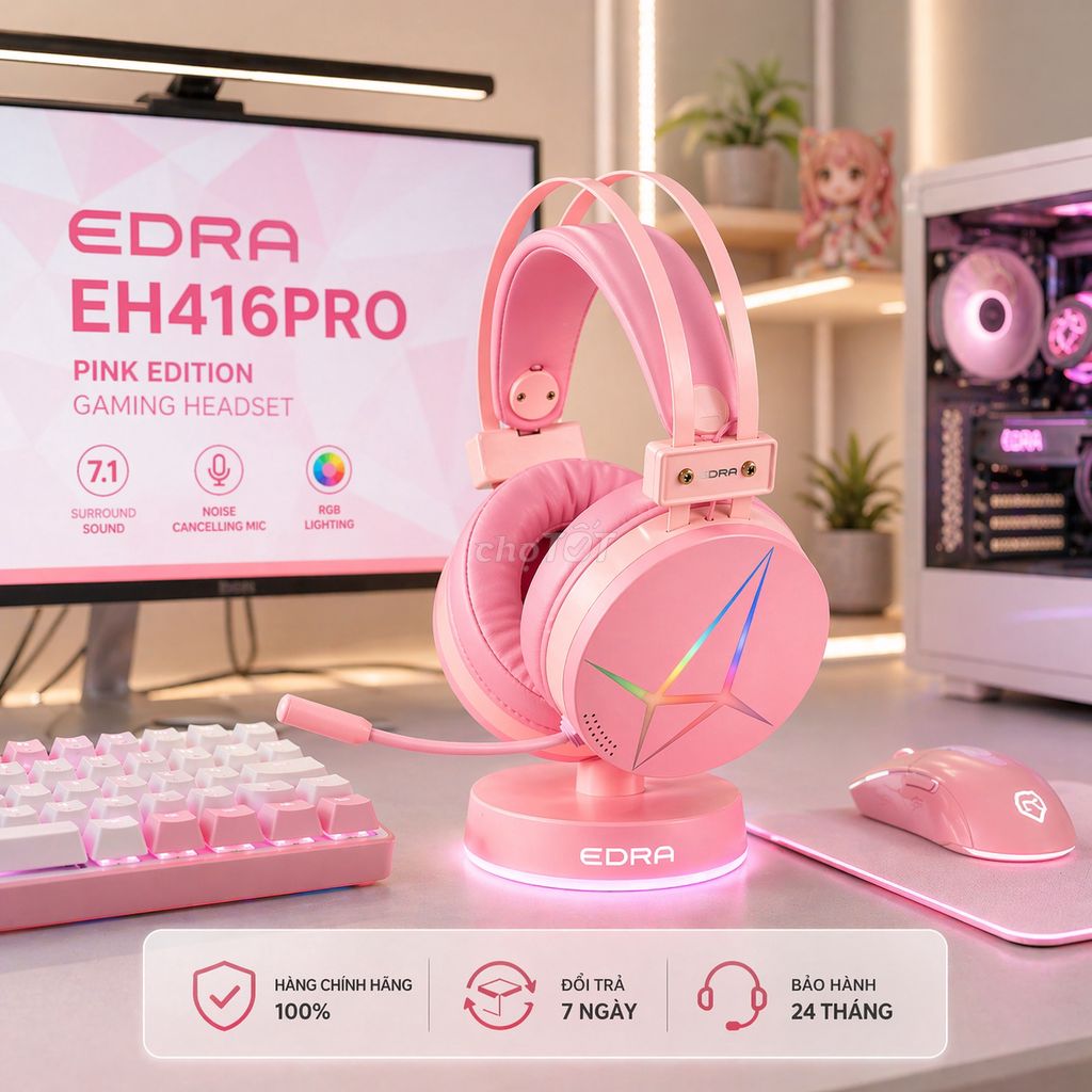 Tai Nghe Gaming Edra EH416PRO Pink Màu Hồng Có Mic. Mua bán Tivi, Âm thanh tại Quận 6 Tp Hồ Chí Minh được đăng bởi Trần Thành Đại hình 1
