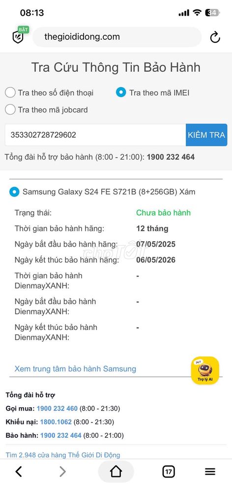 Samsung S24 FE 256GB Xám 99% bh tháng 5/2026. Mua bán Điện thoại tại Quận Hải Châu Đà Nẵng được đăng bởi Linh  hình 1