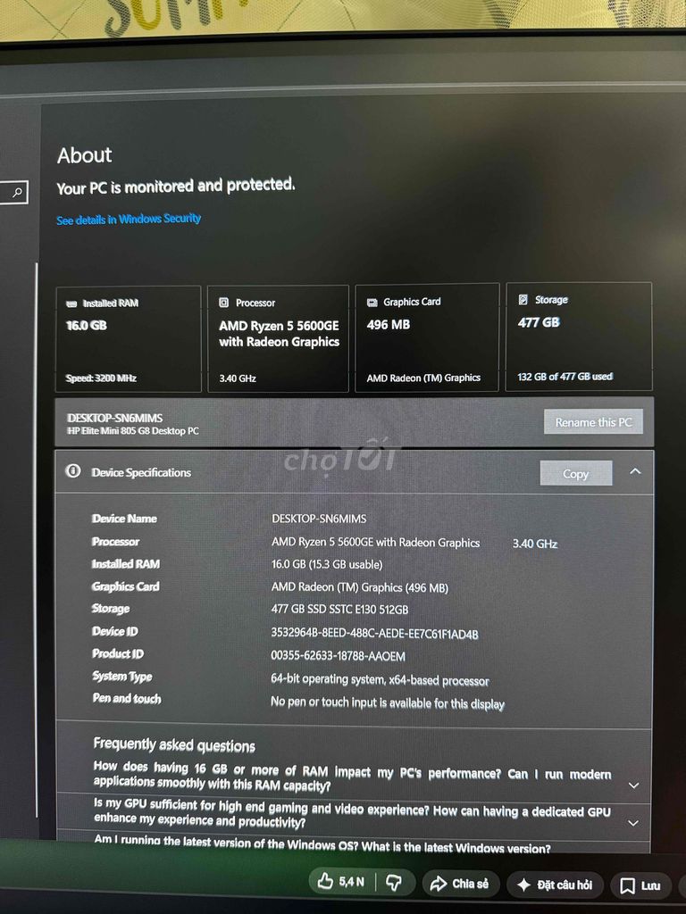 HP Elite Mini 805 G8 AMD Ryzen 5. Mua bán Máy tính để bàn tại Thị xã Duy Tiên Hà Nam được đăng bởi Current hình 1