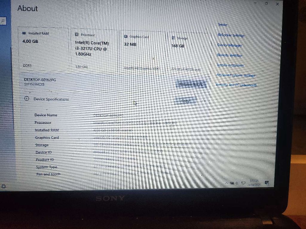 Sony Vaio i3 4GB/148GB Đen. Mua bán Laptop tại Quận Ba Đình Hà Nội được đăng bởi Dương Bảo hình 1