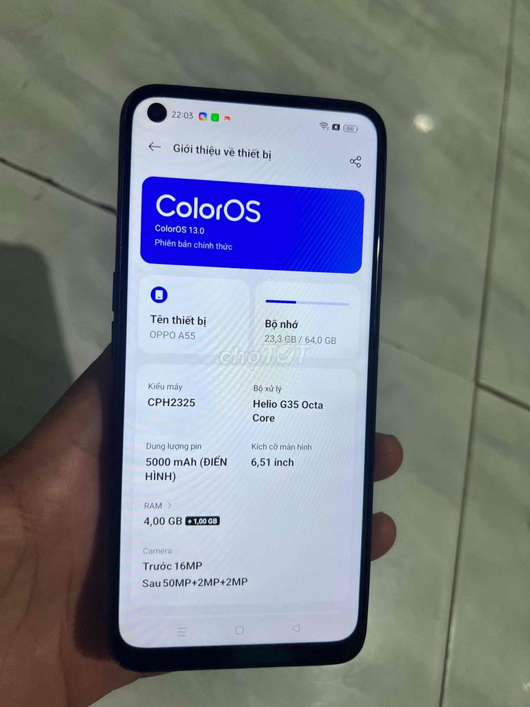 OPPO A55 Đen 64GB. Mua bán Điện thoại tại Thị xã Bến Cát Bình Dương được đăng bởi Anh NH hình 1