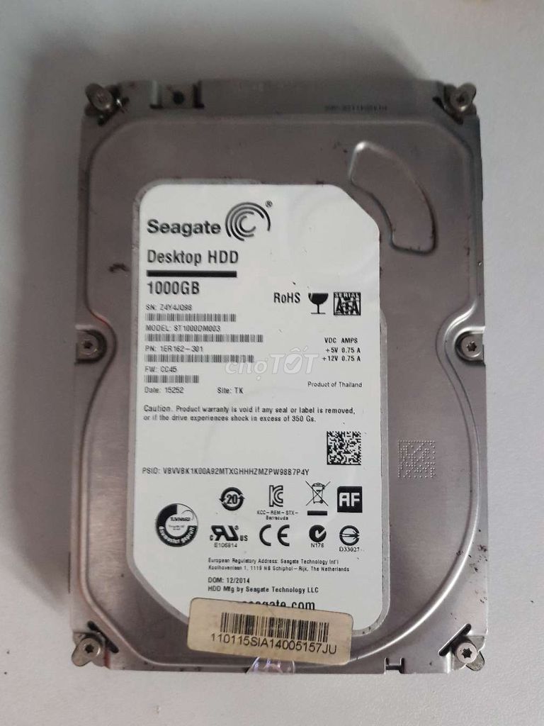 Ổ cứng thường 1tb sức khỏe 100% thanh lý.