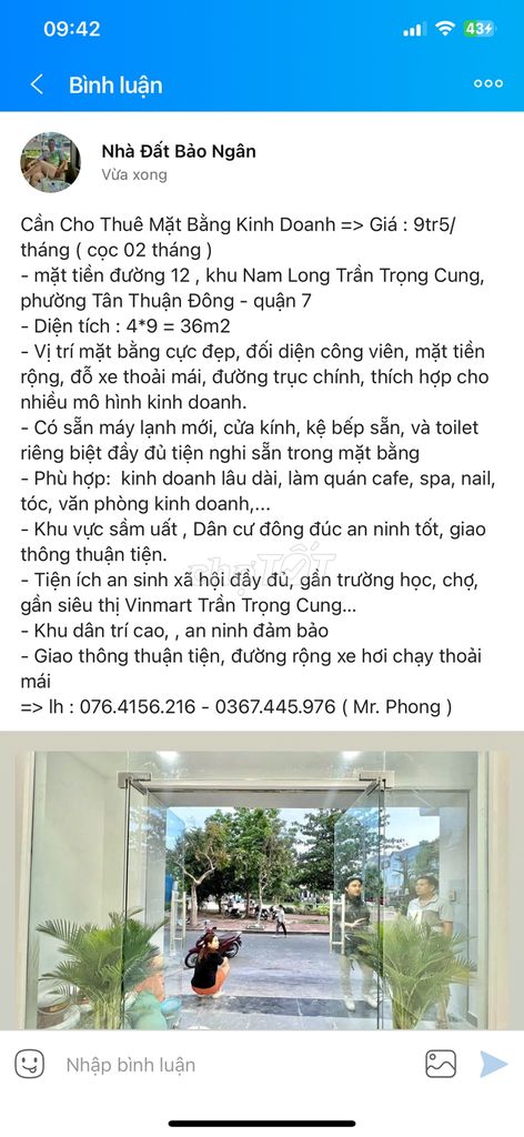 MBKD Trần Trọng Cung => 9tr5/ tháng