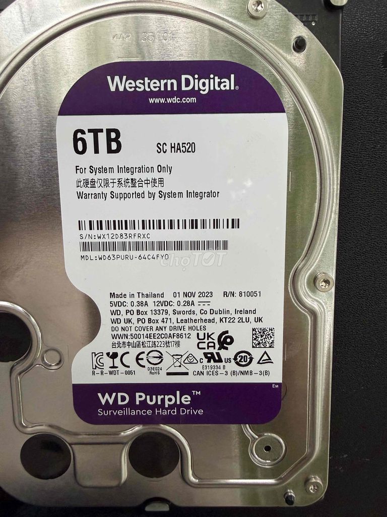 Ổ cứng Western Digital WD Purple SC HA520 6TB Mới. Mua bán Linh kiện (RAM, Card...) tại Quận Long Biên Hà Nội được đăng bởi Dũng hình 1