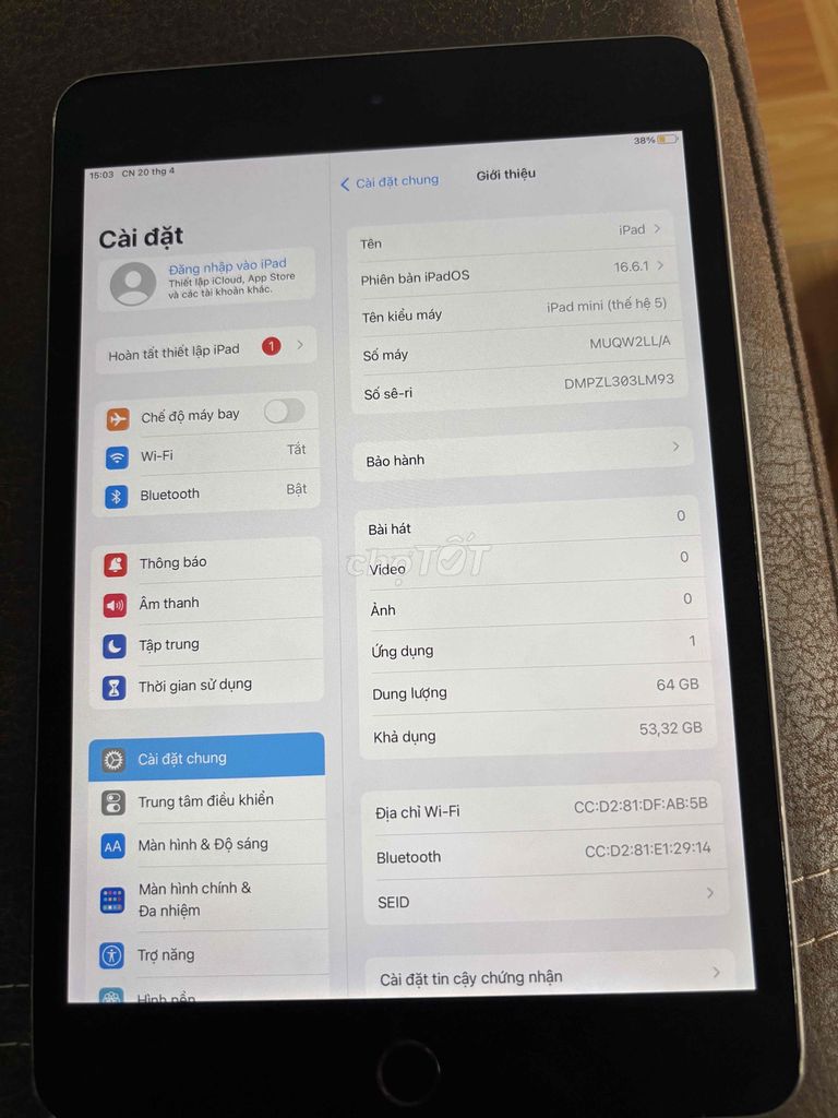 ipad mini 5 64g wifi sale. Mua bán Máy tính bảng tại Huyện Củ Chi Tp Hồ Chí Minh được đăng bởi Đỗ Trọng Nghĩa hình 1
