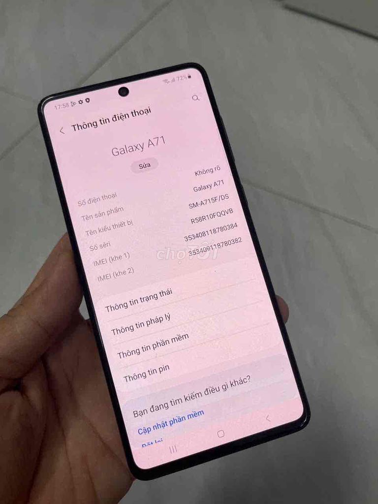 Samsung A71 NFC 8/128GB Màn zin ám hồng nhẹ xíu. Mua bán Điện thoại tại Quận 8 Tp Hồ Chí Minh được đăng bởi điện thoại giá rẻ  hình 1