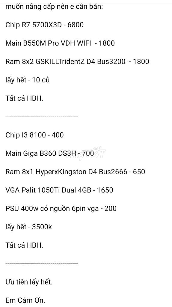 Linh kiện AMD R7 5700X3D. Mua bán Linh kiện (RAM, Card...) tại Huyện Tân Hiệp Kiên Giang được đăng bởi Vĩ Nguyễn hình 1