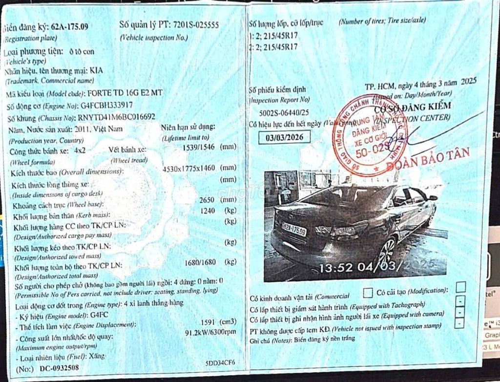 KIA FORTE SX 2011, SỐ SÀN, MÁY SỐ NGON. Mua bán Ô tô tại Quận Tân Phú Tp Hồ Chí Minh được đăng bởi Ô Tô An Khang Thịnh  hình 13