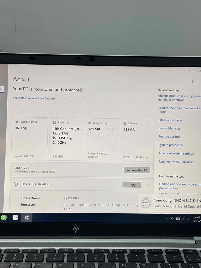 HP EliteBook 830 G8 i5-1135G7 16GB/256GB. Mua bán Laptop tại Thị xã Bình Long Bình Phước được đăng bởi Ngọc Thịnh hình 1