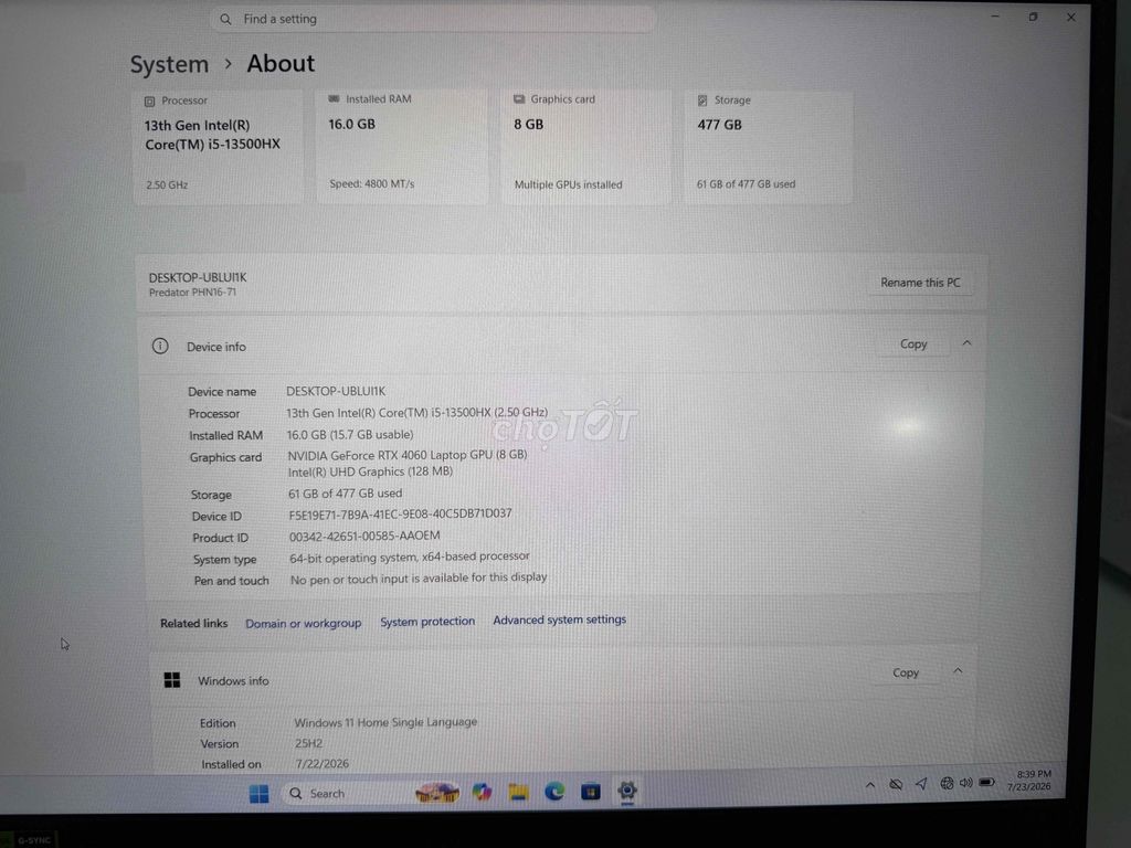 Acer Predator Helios Neo 16 RTX 4060 i5-13500HX. Mua bán Laptop tại Thành phố Thủ Đức Tp Hồ Chí Minh được đăng bởi NgocTuyen hình 1