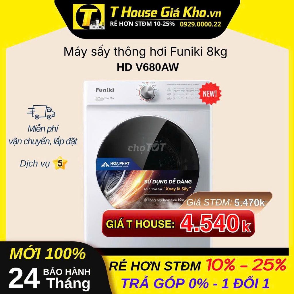 Máy sấy thông hơi Funiki HD V680AW 8 Kg CHÍNH HÃNG. Mua bán Máy giặt tại Quận Hải Châu Đà Nẵng được đăng bởi Thousgiakho hình 1
