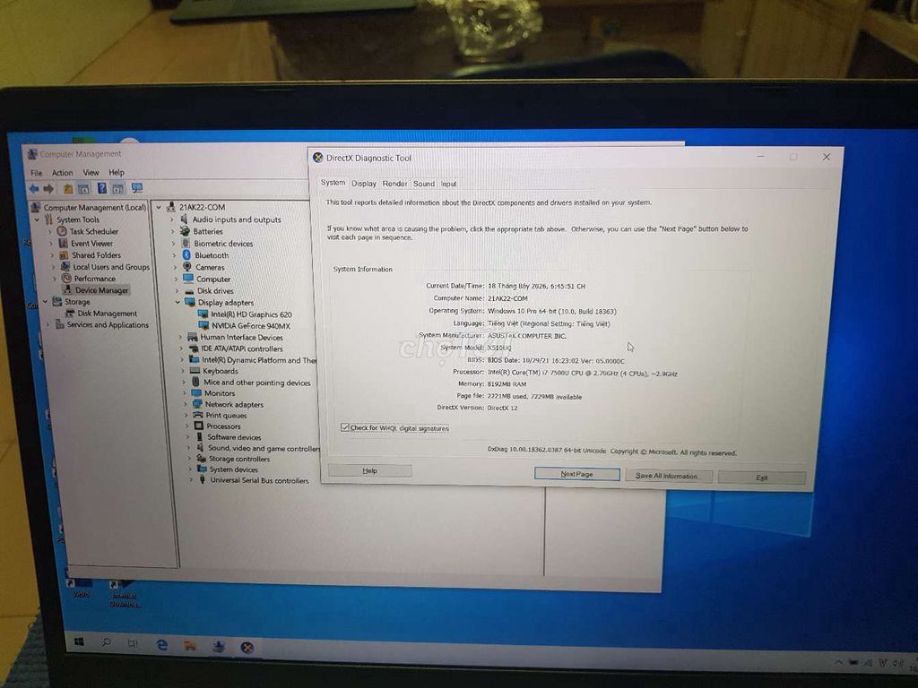 Asus X510 i7 7500u 15 inch 8GB/128GB Like New. Mua bán Laptop tại Quận Tân Phú Tp Hồ Chí Minh được đăng bởi Lơi hình 1