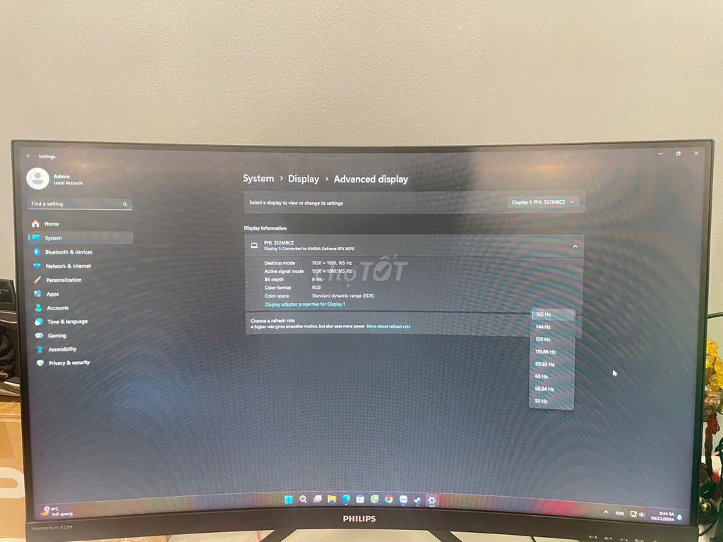Màn hình 32in cong 165hz Philips like new cục đẹp